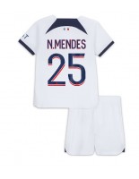 Paris Saint-Germain Nuno Mendes #25 Vieraspaita Lasten 2023-24 Lyhythihainen (+ shortsit)